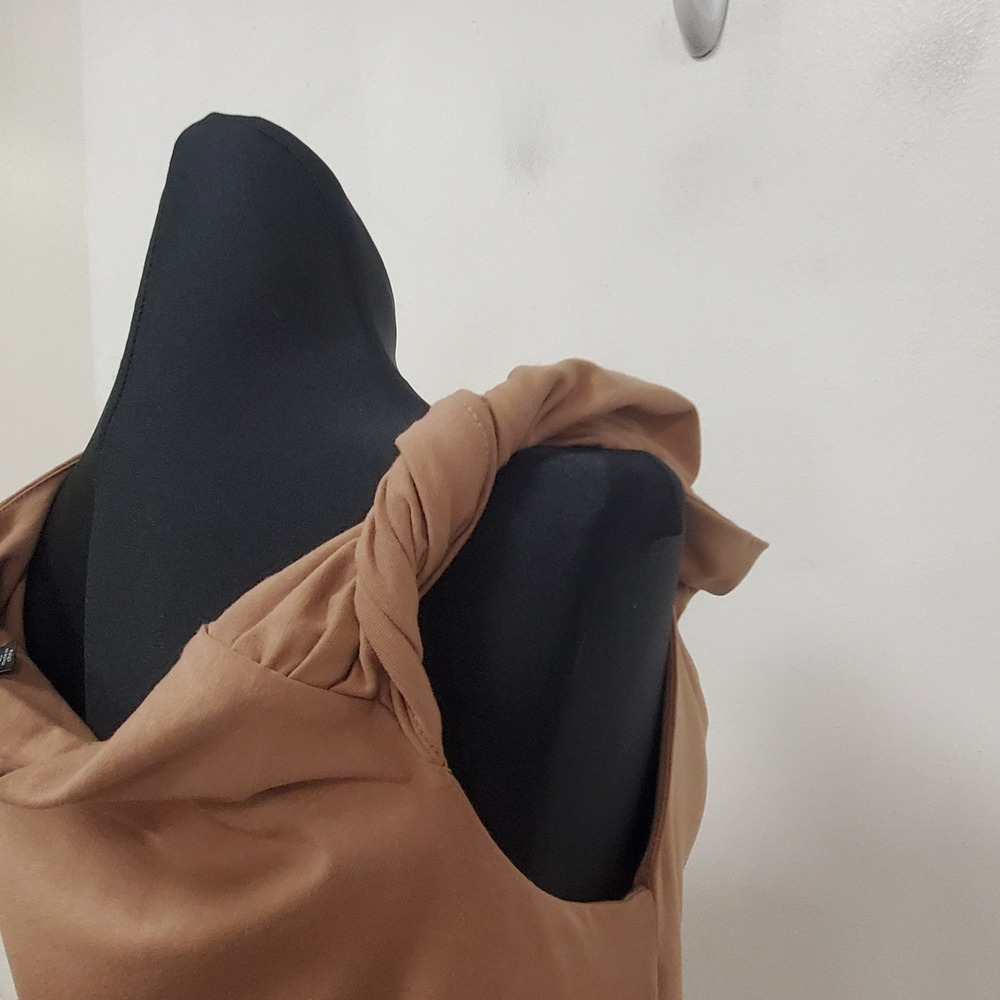 En Saison Maxi Dress Size L Brown Cowl Modest Retro Old Money Classic Ladylike - Picture 6 of 13